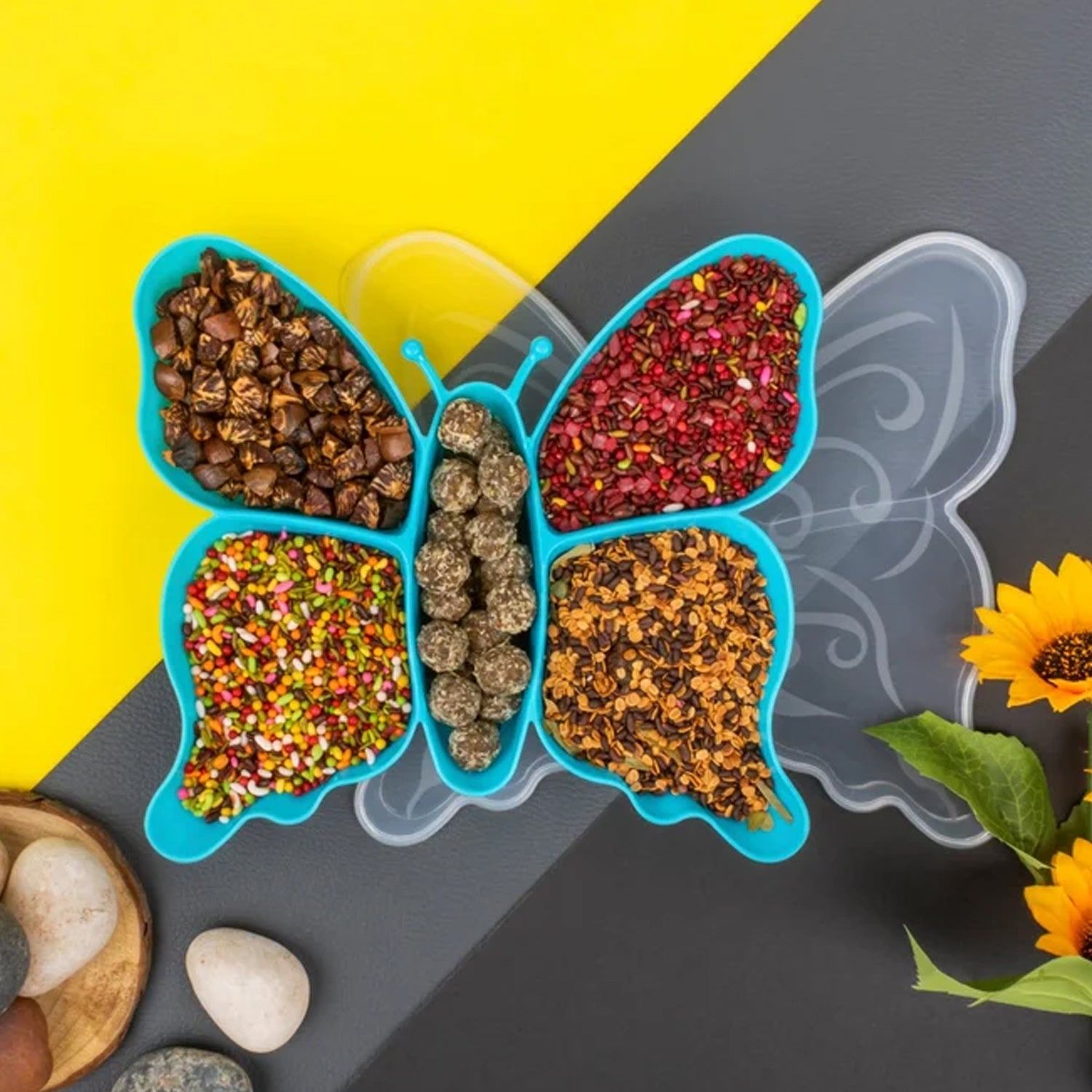5 Compartment Multipurpose Butterfly Plastic Tray (1 Pc) 5 Compartment Multipurpose Butterfly Plastic Tray (1 Pc)